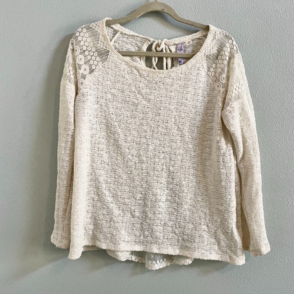Cream Lace Detail Sweater Top